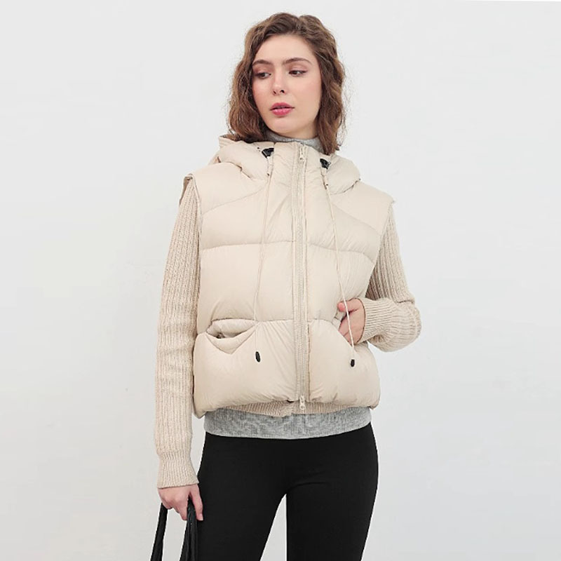 Padded Vest Gilet - Gilet Imbottito da Donna con Cappuccio,